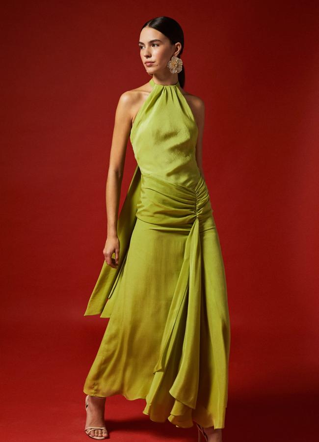 Vestido Olga verde de Redondo Brand, 259 euros.