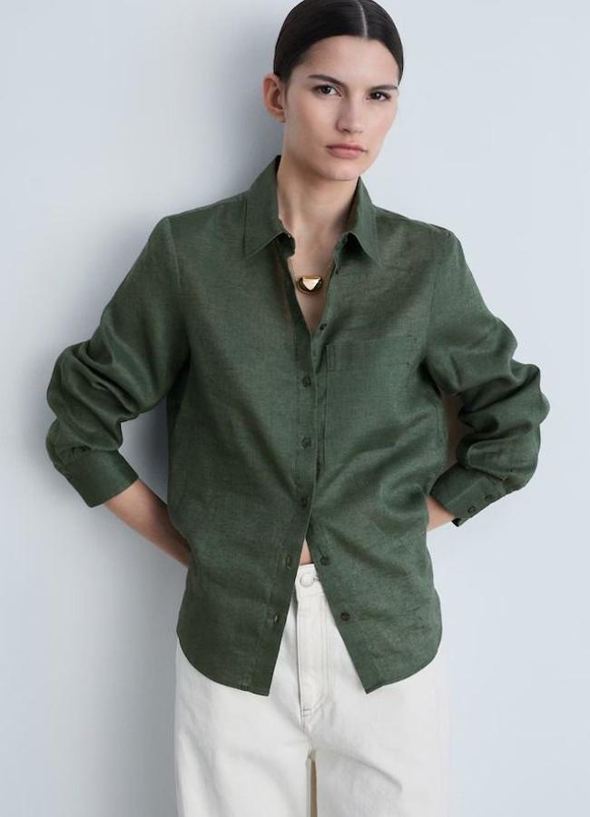 Camisa d elino con bolsillo