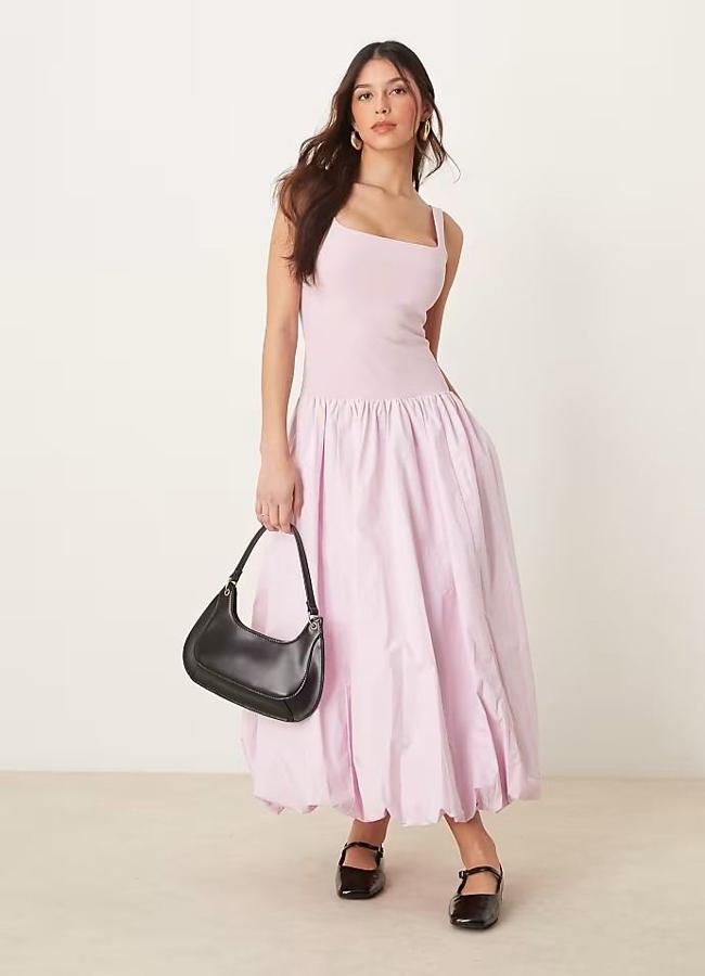 Vestido rosa pastel estilo globo